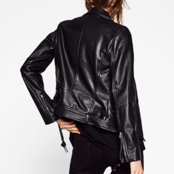 ZARA BLACK VEGAN LEATHER JACKET BRAND NEW WITH TAGS - Picture 4 of 4